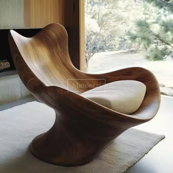Modern Unique Shaped Leisure Chair Recliner Operating Mechanism Handle Solid Wood Armchair For Home Hotel 1