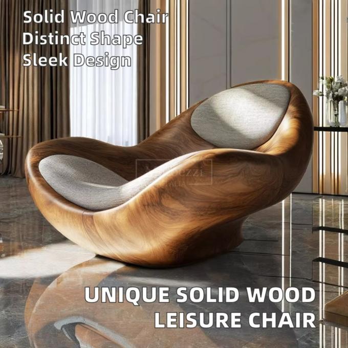 Cover Material Modern Minimalist Reclining Armchair Unique Shaped Solid Wood Leisure Chair For Home Hotel Office Bar 1