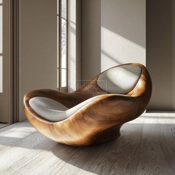 Cover Material Modern Minimalist Reclining Armchair Unique Shaped Solid Wood Leisure Chair For Home Hotel Office Bar 4