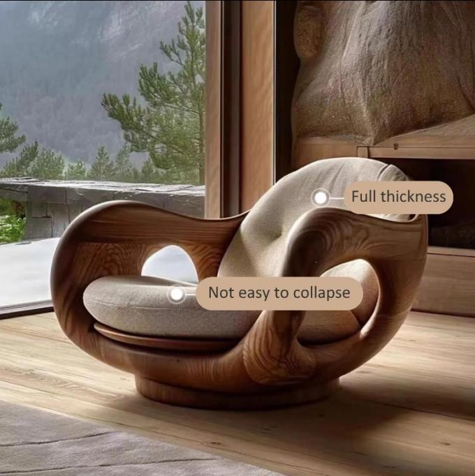Hotel Reclining Type 1 Italian-Style Solid Wood Single Sofa Chair Creative Convertible First Class Cabin Log Design 2