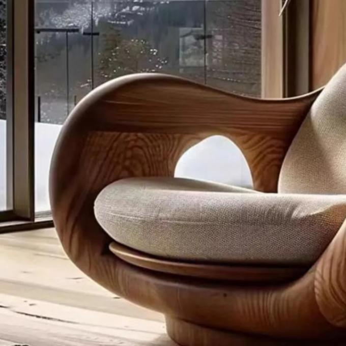 Hotel Reclining Type 1 Italian-Style Solid Wood Single Sofa Chair Creative Convertible First Class Cabin Log Design 5