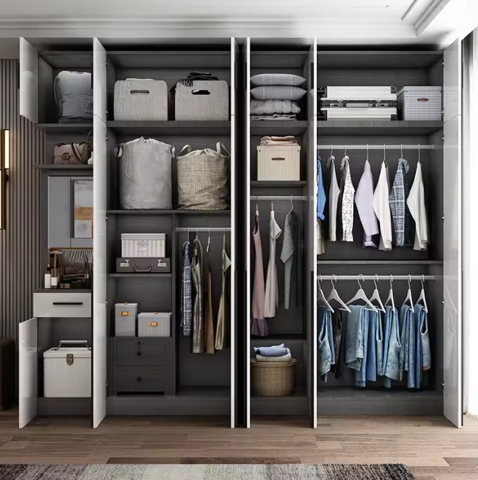 Customized Modern 2 Door MDF Wooden Clothes Wardrobe For Bedroom Extendable Functional 2