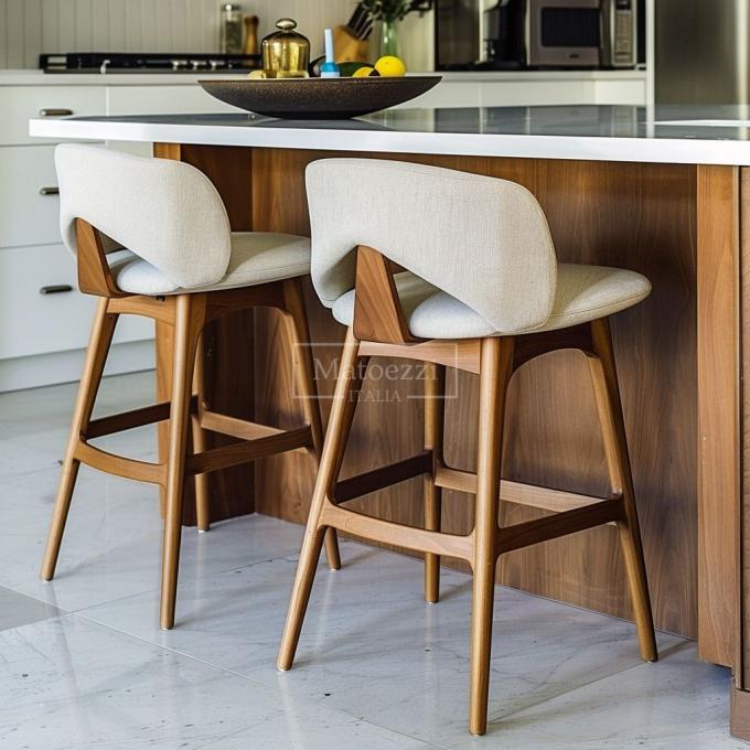 Modern Design Style High Chair Bar Furniture Sets For Kitchen Nordic Fabric Wood Bar Stool Chair 2