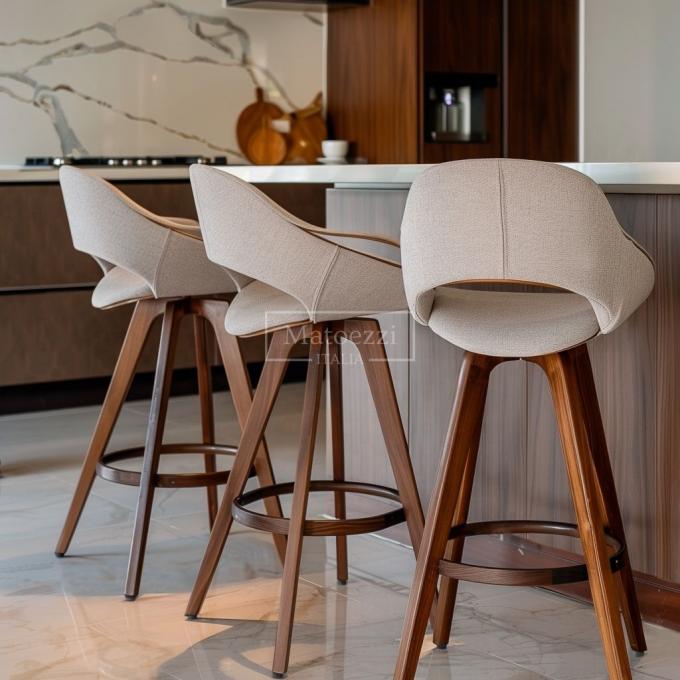 Modern Design Style High Chair Bar Furniture Sets For Kitchen Nordic Fabric Wood Bar Stool Chair 3