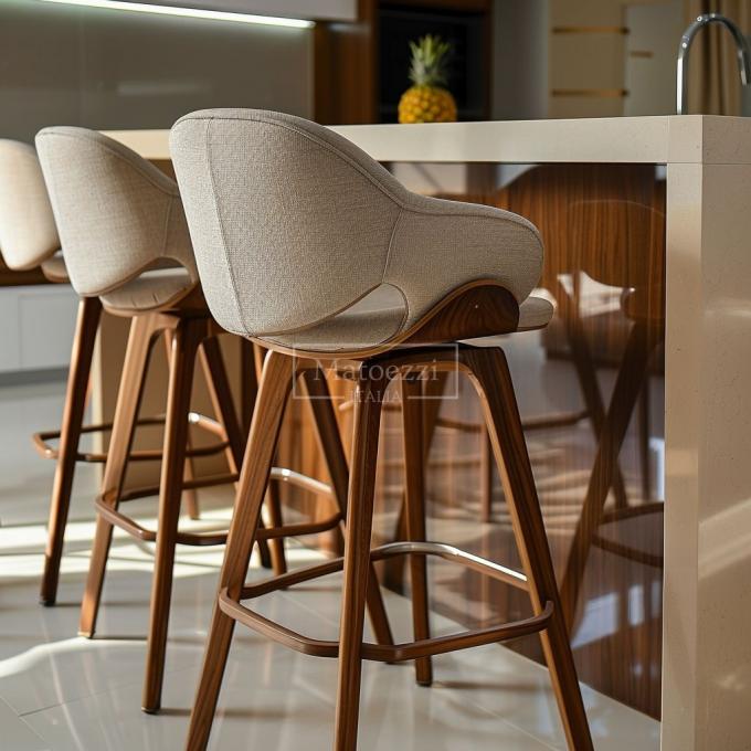 Modern Design Style High Chair Bar Furniture Sets For Kitchen Nordic Fabric Wood Bar Stool Chair 4