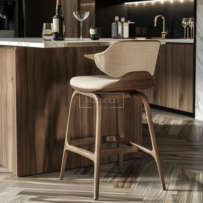 Modern Design Style High Chair Bar Furniture Sets For Kitchen Nordic Fabric Wood Bar Stool Chair 5