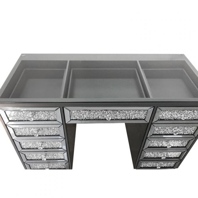 Modern Design Oak Makeup Table With Lighted Mirrored Dresser Vanity Desk And Storage 4