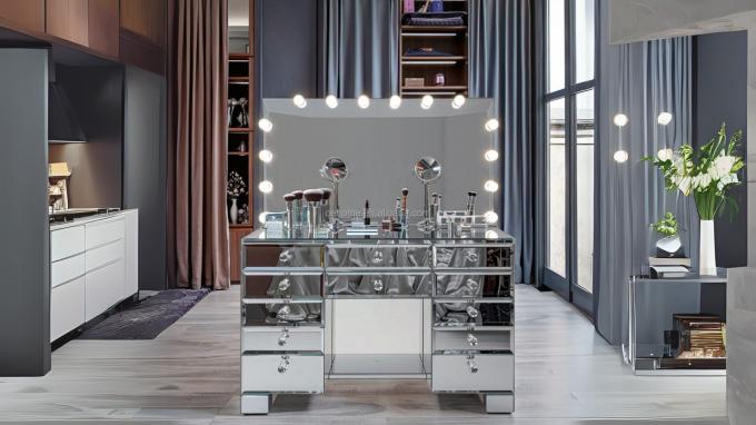 Wooden Makeup Vanity Dressing Table Set With Drawer And Mirror In Customized Color Wood 4