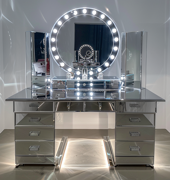 Wooden Makeup Vanity Dressing Table Set With Drawer And Mirror In Customized Color Wood 6