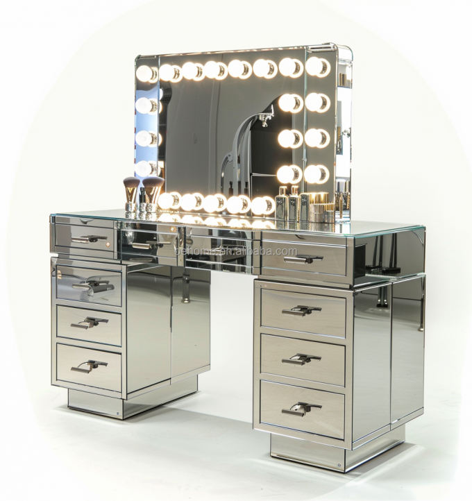 Wooden Makeup Vanity Dressing Table Set With Drawer And Mirror In Customized Color Wood 7