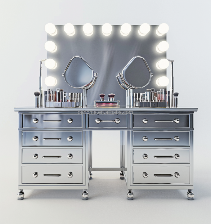 Wooden Makeup Vanity Dressing Table Set With Drawer And Mirror In Customized Color Wood 9