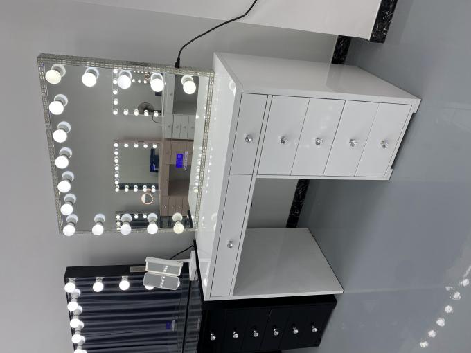 Y Packing Modern Dressing Table With Light Mirror Bedroom Vanity Dresser Makeup Desktop Led Mirrors Set Drawers Dressers 8