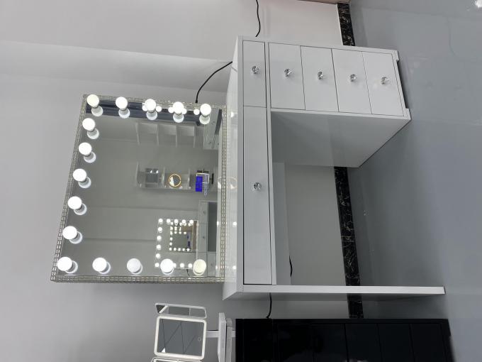 Y Packing Modern Dressing Table With Light Mirror Bedroom Vanity Dresser Makeup Desktop Led Mirrors Set Drawers Dressers 9