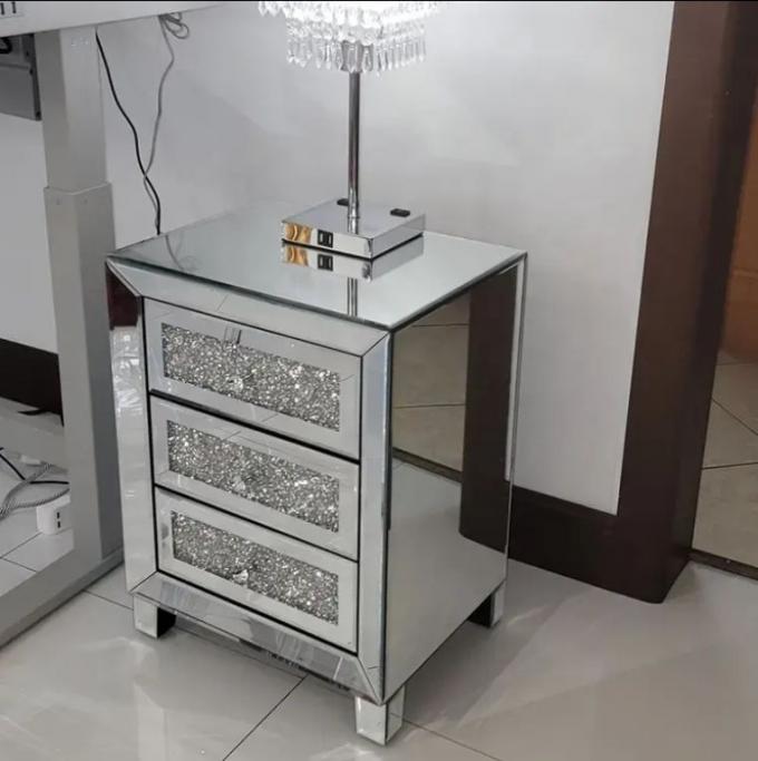 Wooden Mirrored Diamond Solid Wood Frame Storage Modern Luxury King-Size Bedroom Set For Home Villa Bedroom Living Room 4