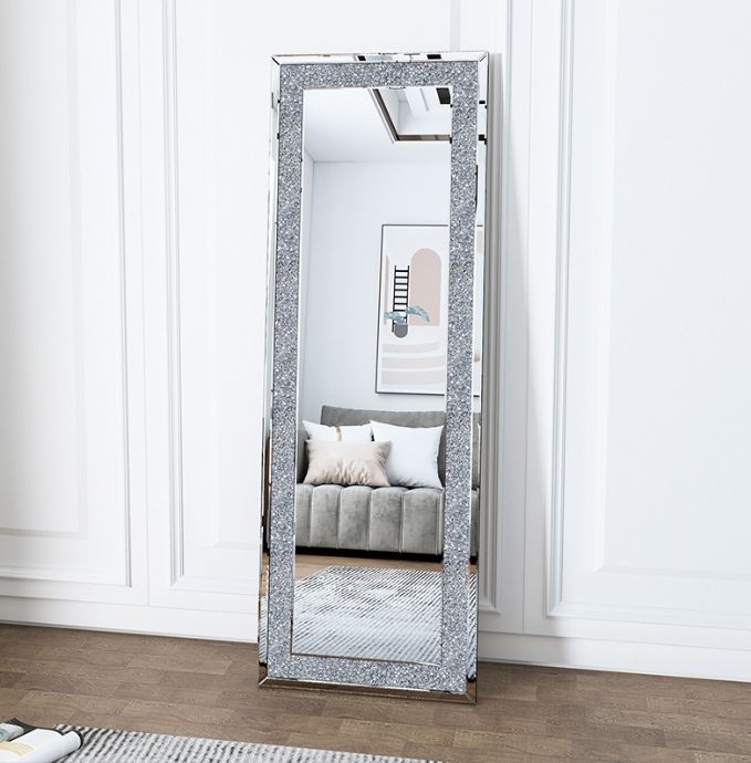 Wooden Mirrored Diamond Solid Wood Frame Storage Modern Luxury King-Size Bedroom Set For Home Villa Bedroom Living Room 6