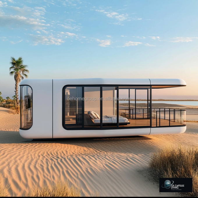 Prefabricated 40 Fthotel Modular Steel Space Capsule House Mobile Container Houses With Toilet For 5 Persons Bedroom 2