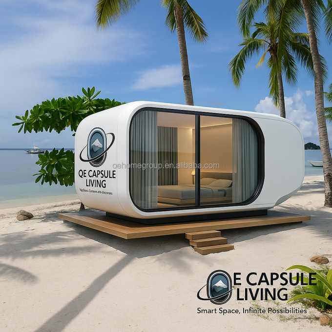 Prefabricated 40 Fthotel Modular Steel Space Capsule House Mobile Container Houses With Toilet For 5 Persons Bedroom 4