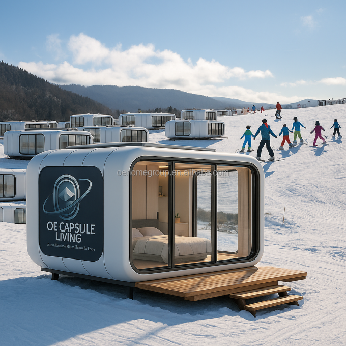 Prefabricated 40 Fthotel Modular Steel Space Capsule House Mobile Container Houses With Toilet For 5 Persons Bedroom 6