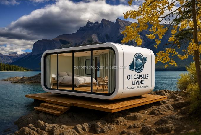 Prefabricated 40 Fthotel Modular Steel Space Capsule House Mobile Container Houses With Toilet For 5 Persons Bedroom 7