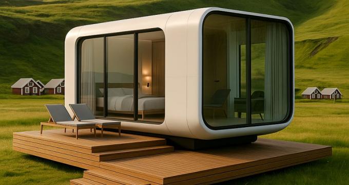 Luxury Bedroom Living Room Modern Prefab Smart Tiny Space Capsule Mobile Modular Container Capsule House Hotel 11