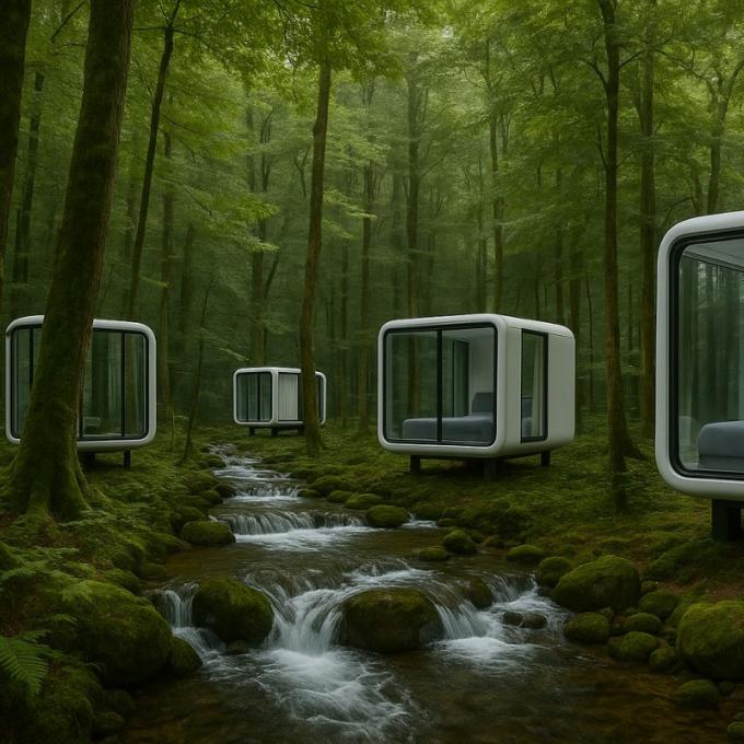 Luxury Bedroom Living Room Modern Prefab Smart Tiny Space Capsule Mobile Modular Container Capsule House Hotel 15