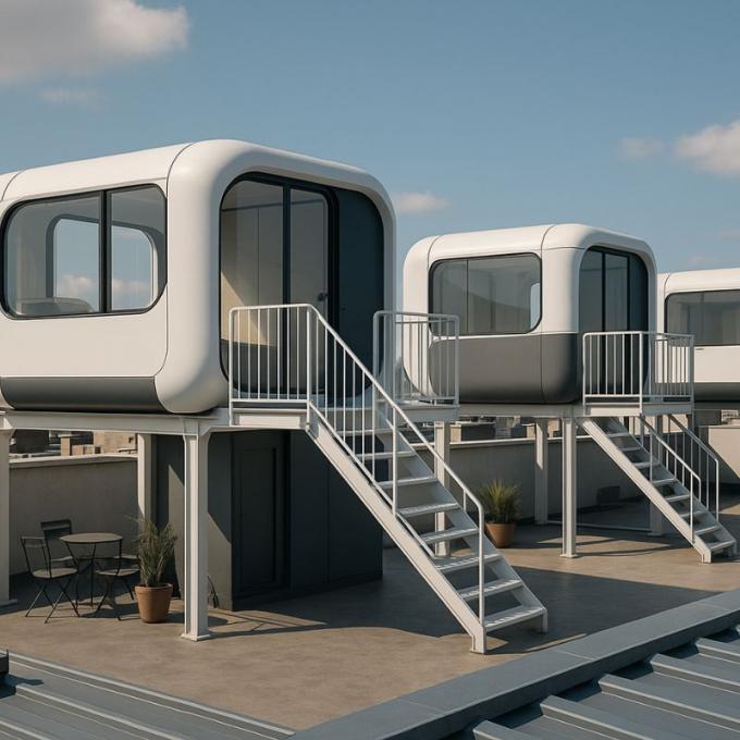 Luxury Bedroom Living Room Modern Prefab Smart Tiny Space Capsule Mobile Modular Container Capsule House Hotel 17