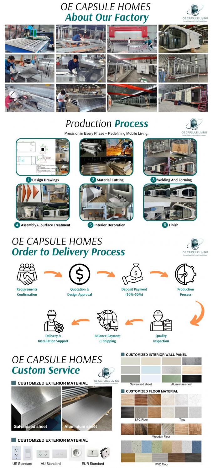 Luxury Bedroom Living Room Modern Prefab Smart Tiny Space Capsule Mobile Modular Container Capsule House Hotel 21
