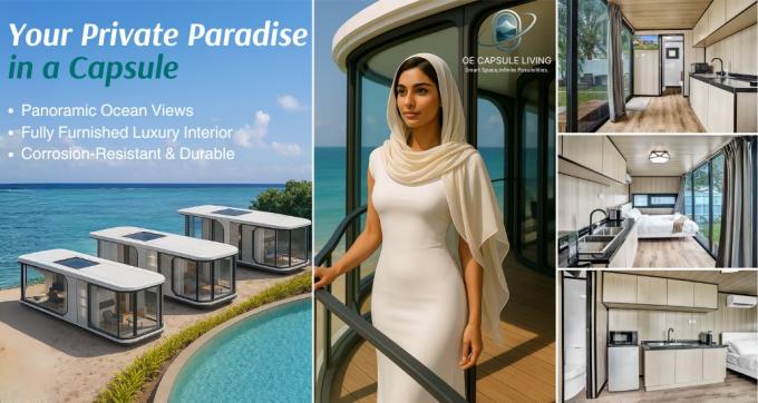 Luxury Bedroom Living Room Modern Prefab Smart Tiny Space Capsule Mobile Modular Container Capsule House Hotel 24