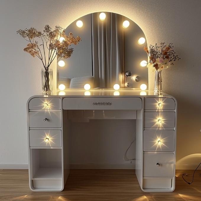 Touch Screen Metal Frame 15 Bulbs Make Up Makeup Mirror With Lights Led Vanity Mirror 2