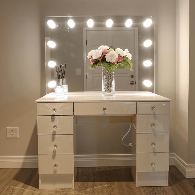 Touch Screen Metal Frame 15 Bulbs Make Up Makeup Mirror With Lights Led Vanity Mirror 4