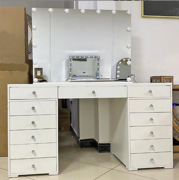 Touch Screen Metal Frame 15 Bulbs Make Up Makeup Mirror With Lights Led Vanity Mirror 14