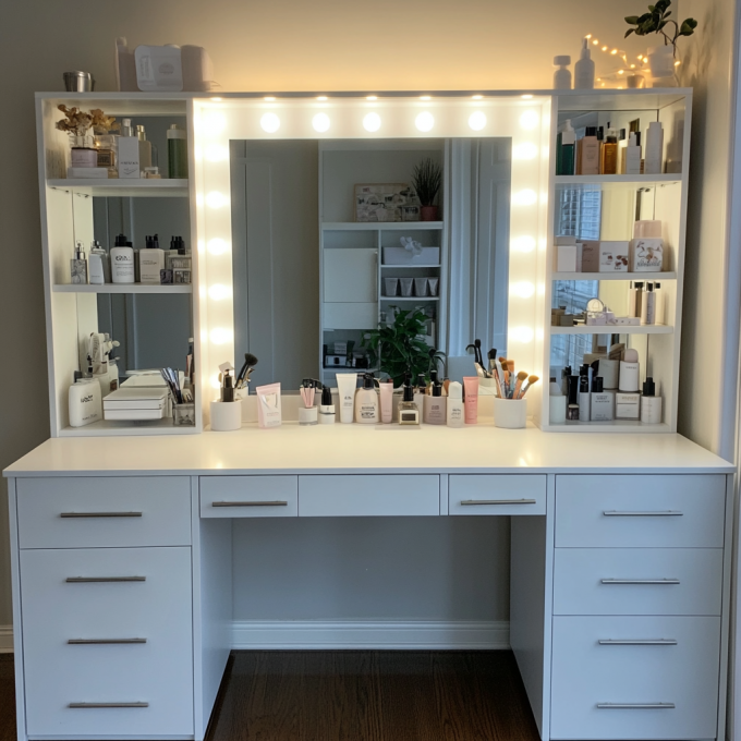Vanity Makeup Mirror With Lights Cosmetic Mirror With 15 Dimmable LED Bulbs 22