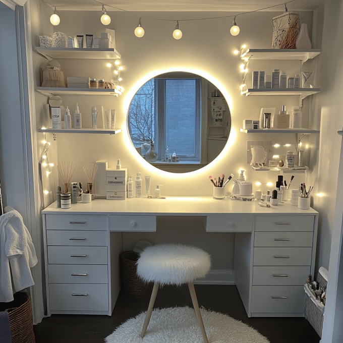 Vanity Makeup Mirror With Lights Cosmetic Mirror With 15 Dimmable LED Bulbs 24
