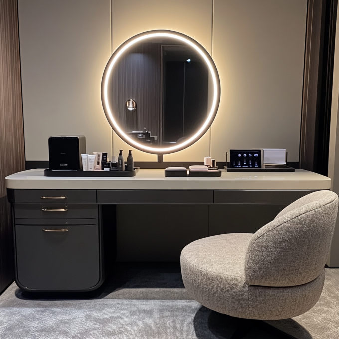 Smart Furniture Modern Simple Multi Functional Princess Dressing Table Side Cabinet Vanity With Mirror Chair Smart Table 2