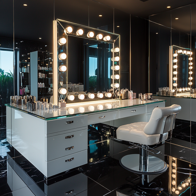 Touch Screen Metal Frame 14 Bulbs Make Up Makeup Mirror With Lights  Led Vanity Mirror 18