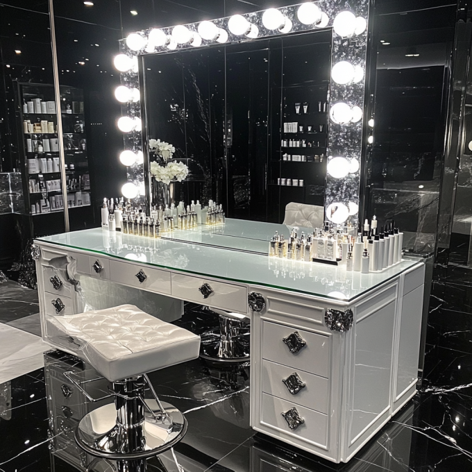 Touch Screen Metal Frame 14 Bulbs Make Up Makeup Mirror With Lights  Led Vanity Mirror 22