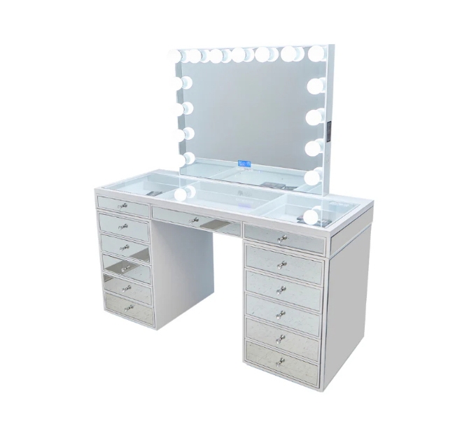 Dressing Table Mirror Makeup Artist Table Modern Bedroom Storage Makeup Vanity Table 20