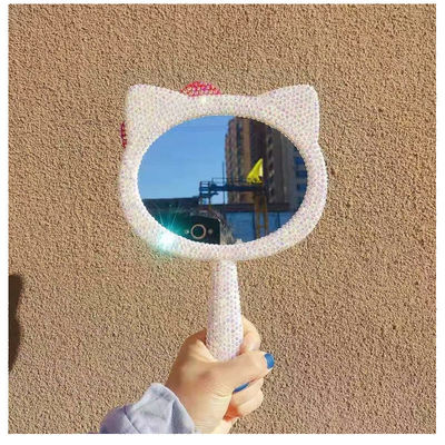 High Grade Shining Rhinestone Handhold Mirror for Girl Makeup in Morden Design Style