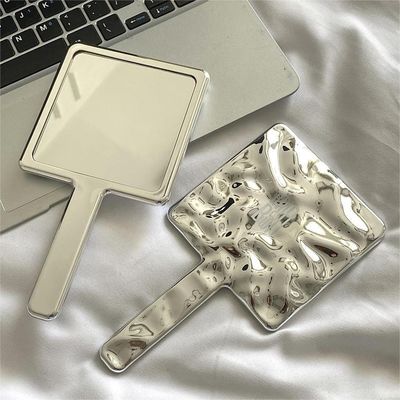 10.5*19*1cm Custom Logo Hand Held Mirror for Daily Makeup in Silver Square Shape