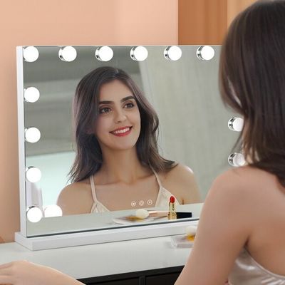 Modern Chrome Led Hollywood Vanity Mirror Magnifying With Lights