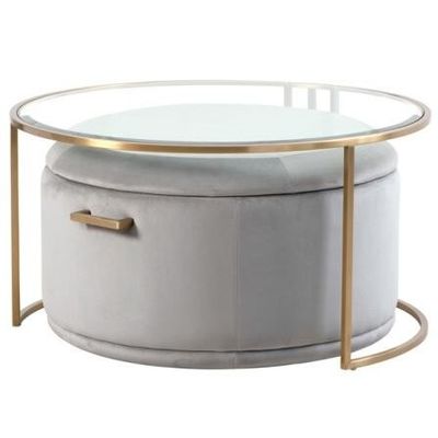 Round Glass Top Center Tables with Storage Perfect Addition to Living Room Furniture