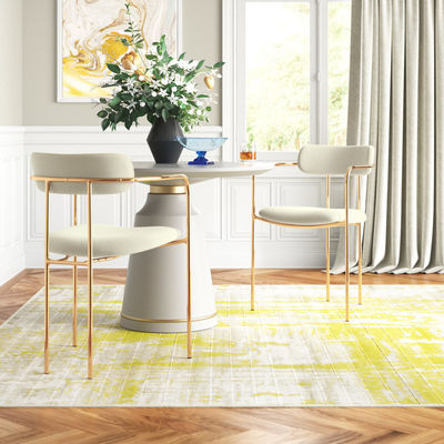 Contemporary Round Dinette Sets Velvet Upholstered Arm chair For Home