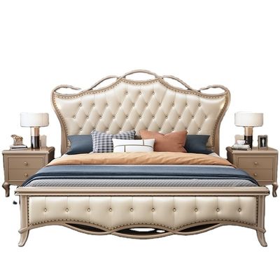 Custom Wooden Double Bed Frame Queen Size With Headboard And Drawer