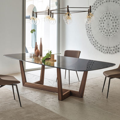 8-10 Seater Oblong Marble Stone Dining Table Set Glass Wooden Top