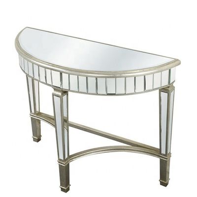 Antique Silver Mirrored Furniture Demilune Console Table Custom