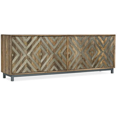 Custom Wooden Kitchen Sideboard Media Console With Glass Doors