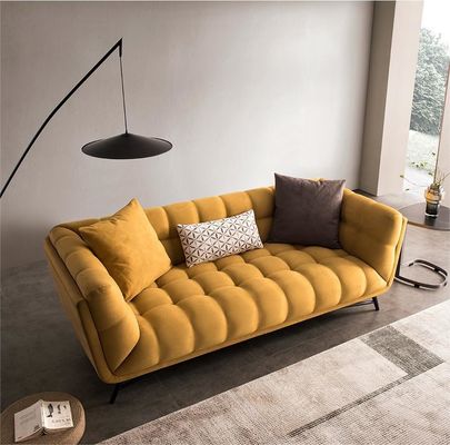 Tufted Sectional Loveseat Sleeper Sofa Bed Pull Out Yellow Velvet