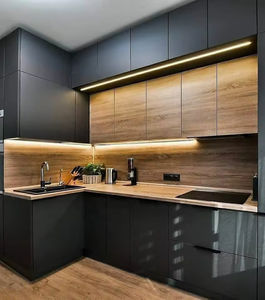 Corner Kitchen MDF Cabinets Pantry White Black Modular