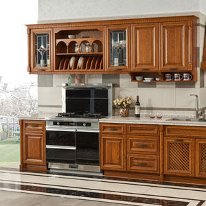 Custom Kitchen Alder Wood Cabinets Pantry Set For Modern Home