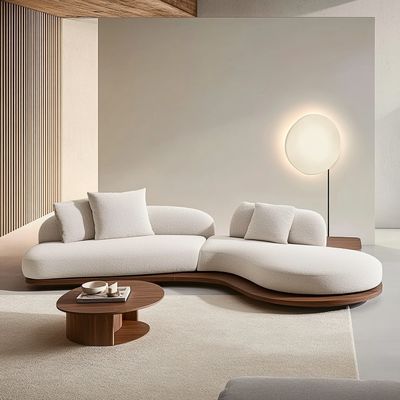 Japanese Design Home Walnut-Colored Sofa Set Featuring Wood Legs And No-Wash Tech Fabric